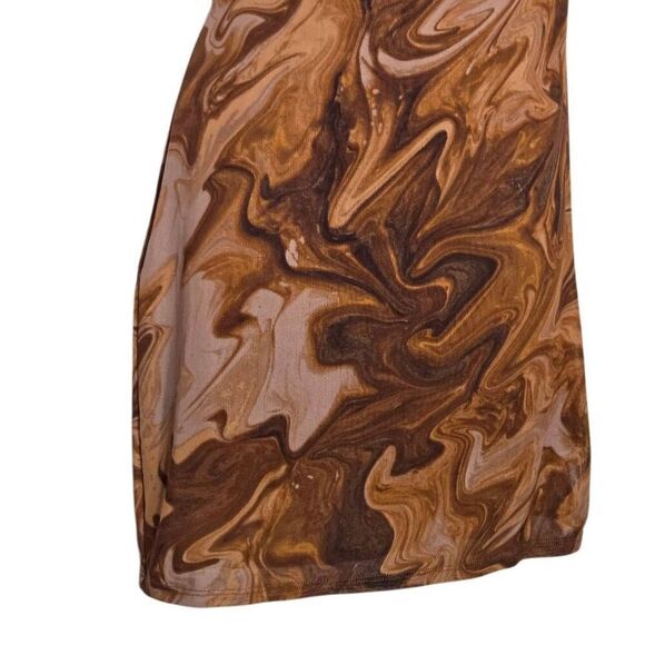 Urban Outfitters Dress Size Small Tan and Brown Y2K Marble Tie Back - Picture 3 of 6